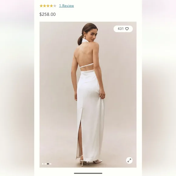 BHLDN Ivory Satin Halter Dress - Picture 2 of 4